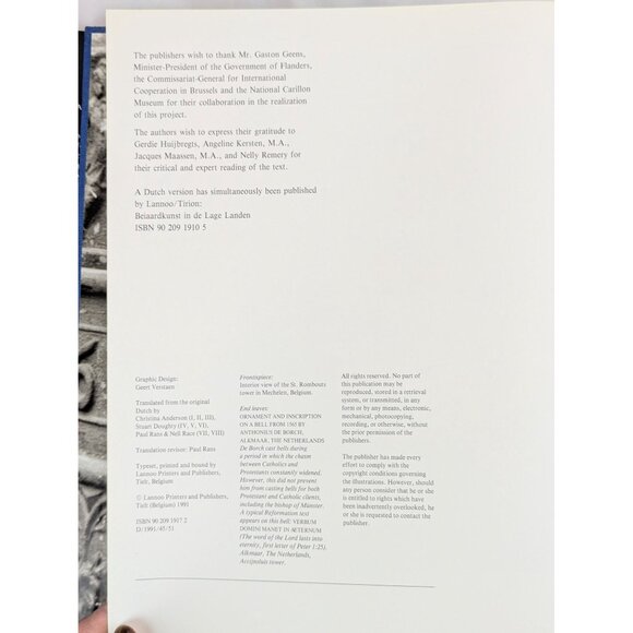 Art of The Carillon in the Low Countries Andre Lehr 1991 VG+ Hardcover Belgium - Picture 4 of 9